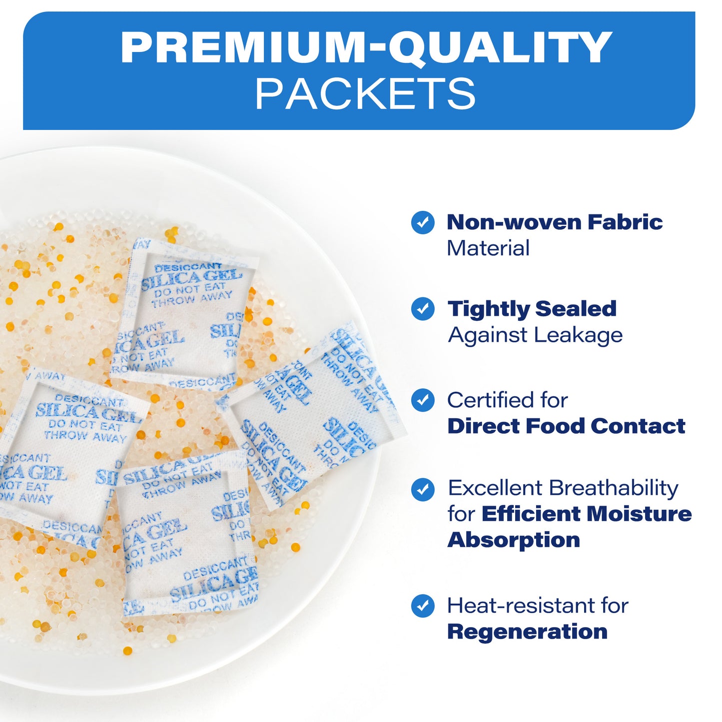 LotFancyIndicating Silica Gel Packets, 5 Gram 60 Packs, Moisture Absorber Dehumidifier, Rechargeable