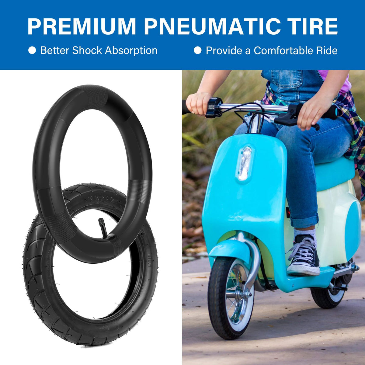 LotFancy 12.5 x 2.25 Tire and Tube Set for Razor Pocket Mod, Currie, Schwinn Scooter