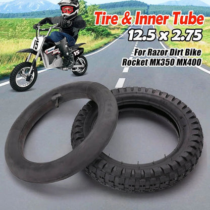 LotFancy 12.5x2.75 Tire and Inner Tube Set for Razor MX350 MX400 Dirt Rocket, x-Treme x-560, Black