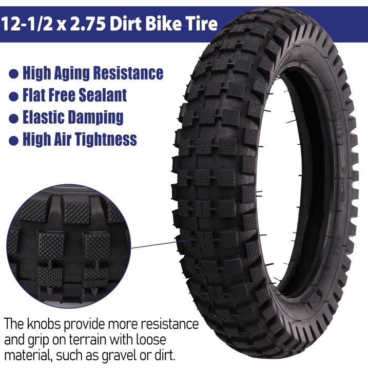 LotFancy 12.5x2.75 Tire and Inner Tube Set for Razor MX350 MX400 Dirt Rocket, x-Treme x-560, Black