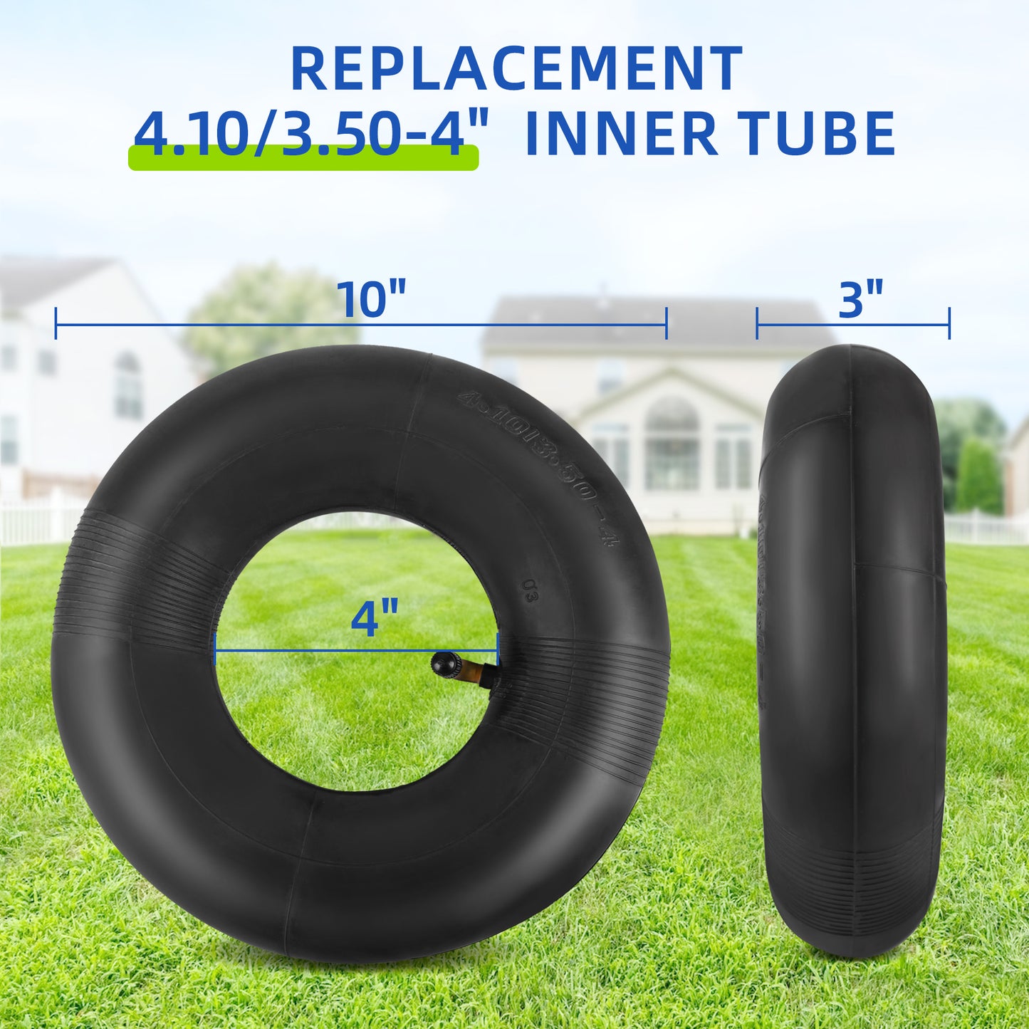 LotFancy 2Pcs 4.10/3.50-4" Replacement Inner Tube for Lawn Mower Hand Truck, Dolly, Hand Cart