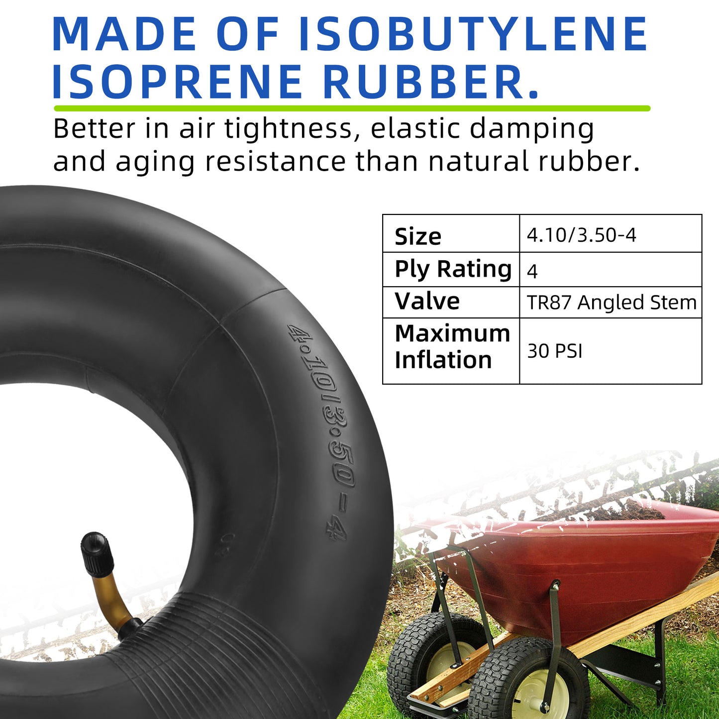 LotFancy 2Pcs 4.10/3.50-4" Replacement Inner Tube for Lawn Mower Hand Truck, Dolly, Hand Cart