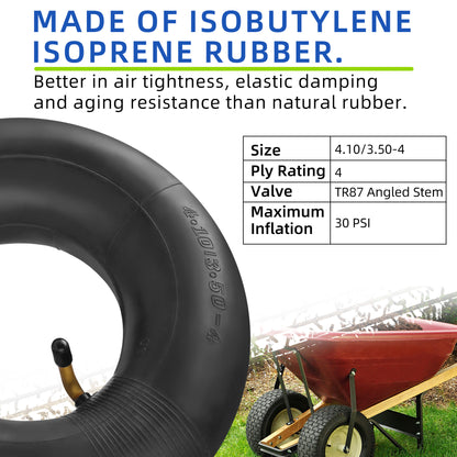 LotFancy 2Pcs 4.10/3.50-4" Replacement Inner Tube for Lawn Mower Hand Truck, Dolly, Hand Cart