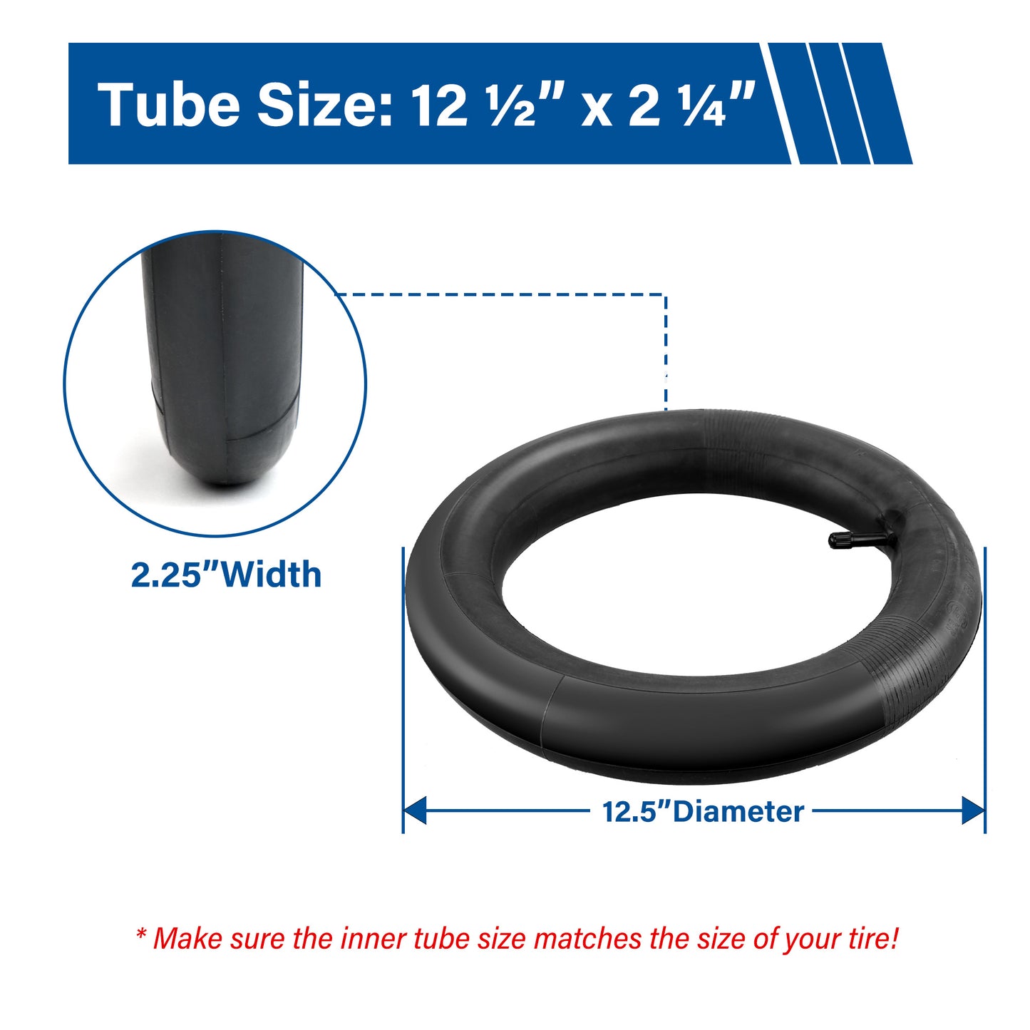 LotFancy 12.5 x 2.25 (12 1/2" x2 1/4") Inner Tube for Razor Pocket Mod, Currie, Schwinn, Gas & Electric Scooters, Kids Bike & Balance Bike Replacement Tubes