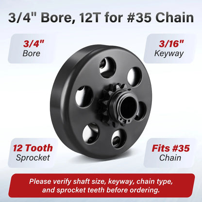 LotFancy Go Kart Clutch 3/4 Bore 12T with #35 Chain, Centrifugal Clutch