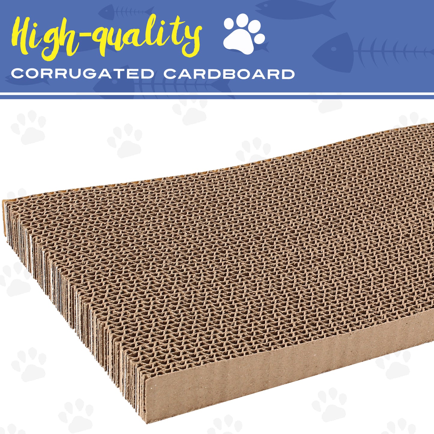 Prime Pets 3 in 1 Cat Scratcher Cardboard, Reversible Corrugated Cat Scratching Pad, Recycle Wave Curved Scratcher Board, Repalcement for Furniture Protector, Catnip Included