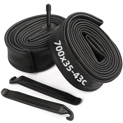 LotFancy 2Pcs 28 in 700x35/37/38/40/42/43c Bike Inner Tubes, 48mm Schrader Valve