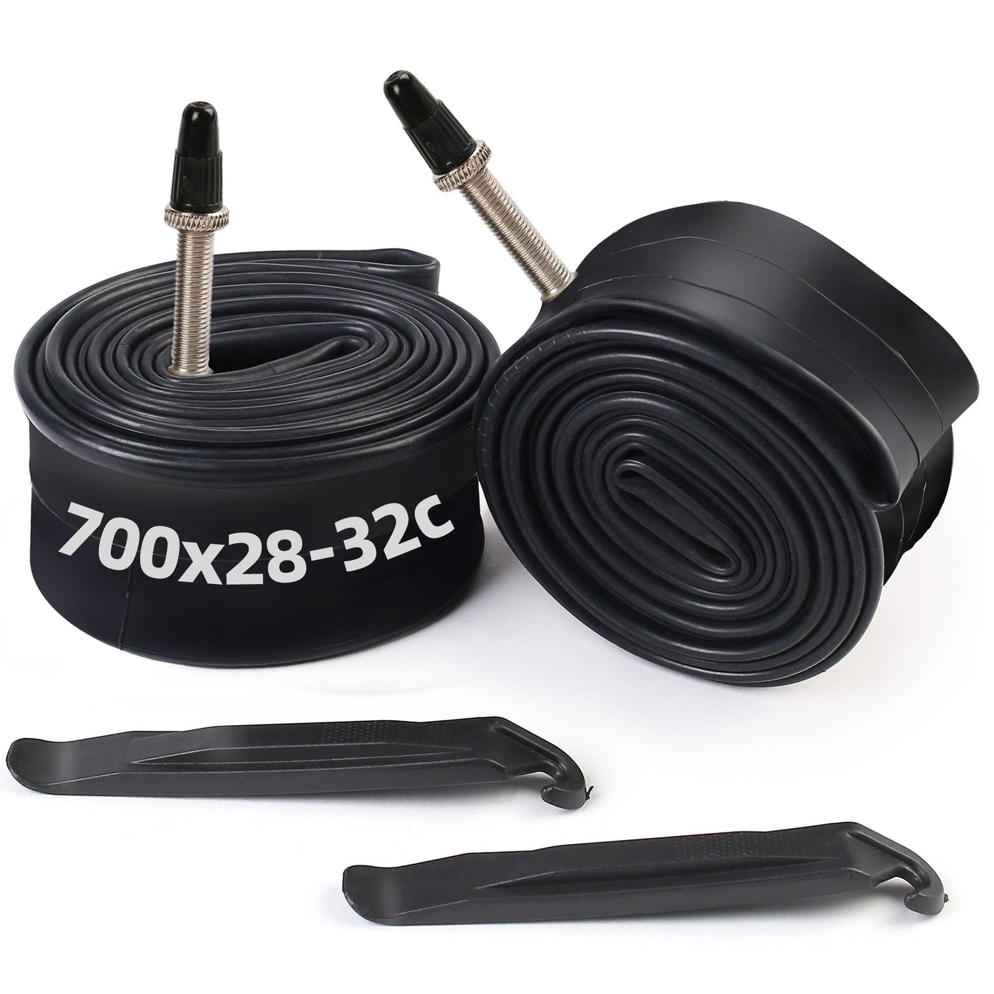 LotFancy 2Pcs 700x 28C/30C/32C Mountain Bike Tubes with 2 Tire Levers, 42mm Presta Valve
