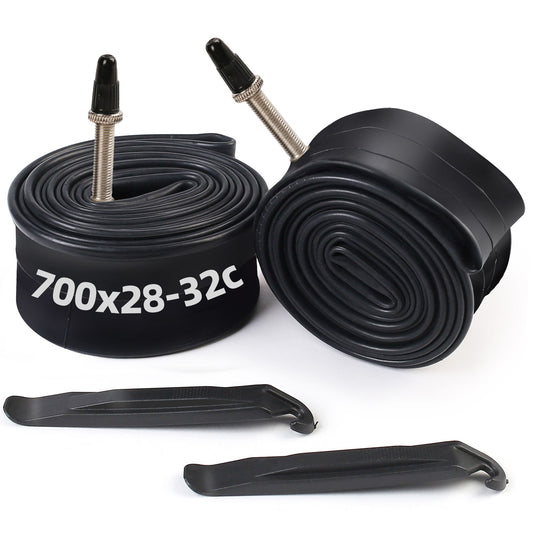 LotFancy 2Pcs 700x 28C/30C/32C Mountain Bike Tubes with 2 Tire Levers, 42mm Presta Valve