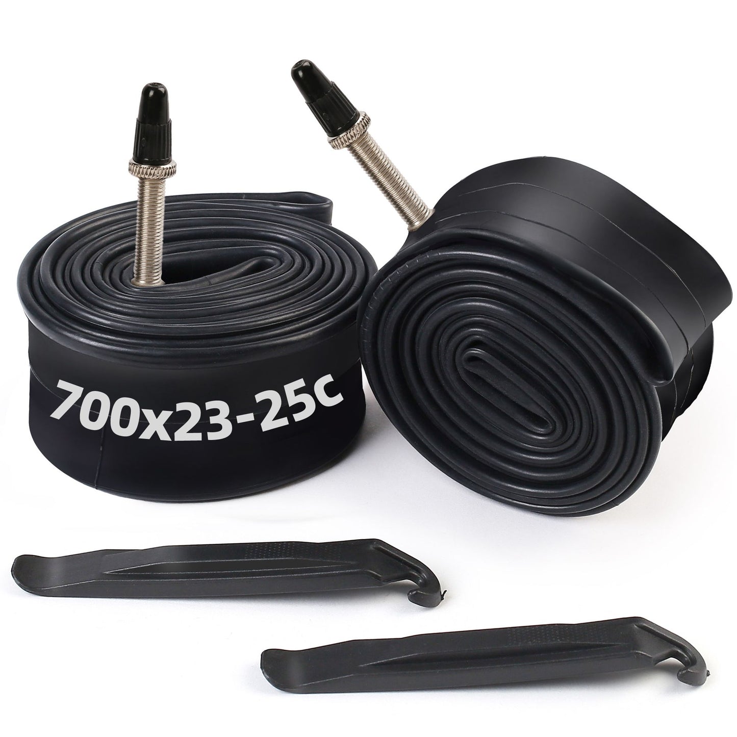 LotFancy Bicycle Tire Tubes 700c 23/25mm with Tire Levers, (2 Pack)