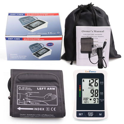 LotFancy Upper Arm Blood Pressure Monitor with Medium Cuff and AC Adapter, BP Cuff Machine for Home