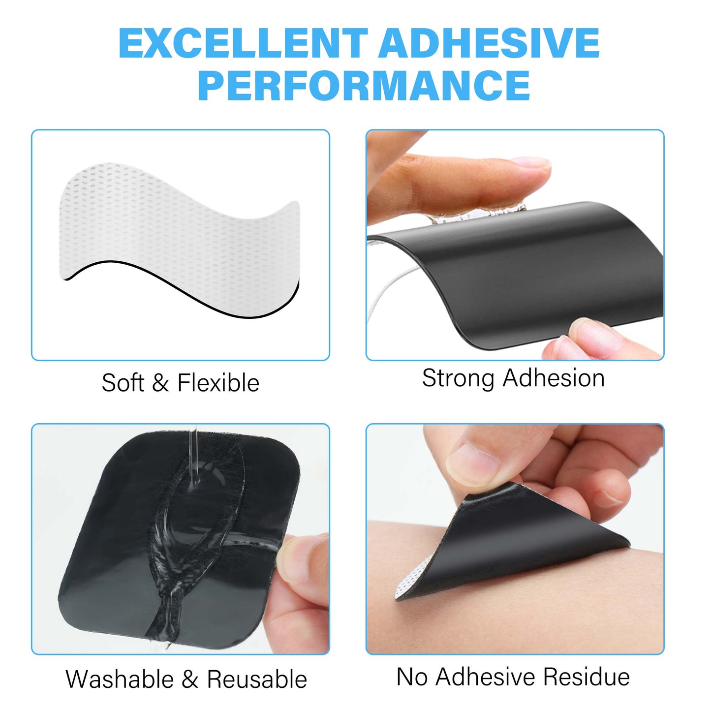 LotFancy 40Pcs TENS Unit Electrode Pads, 2"x2" Reusable Adhesive TENS Unit Replacement Pads,2mm Pin