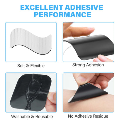 LotFancy 40Pcs TENS Unit Electrode Pads, 2"x2" Reusable Adhesive TENS Unit Replacement Pads,2mm Pin