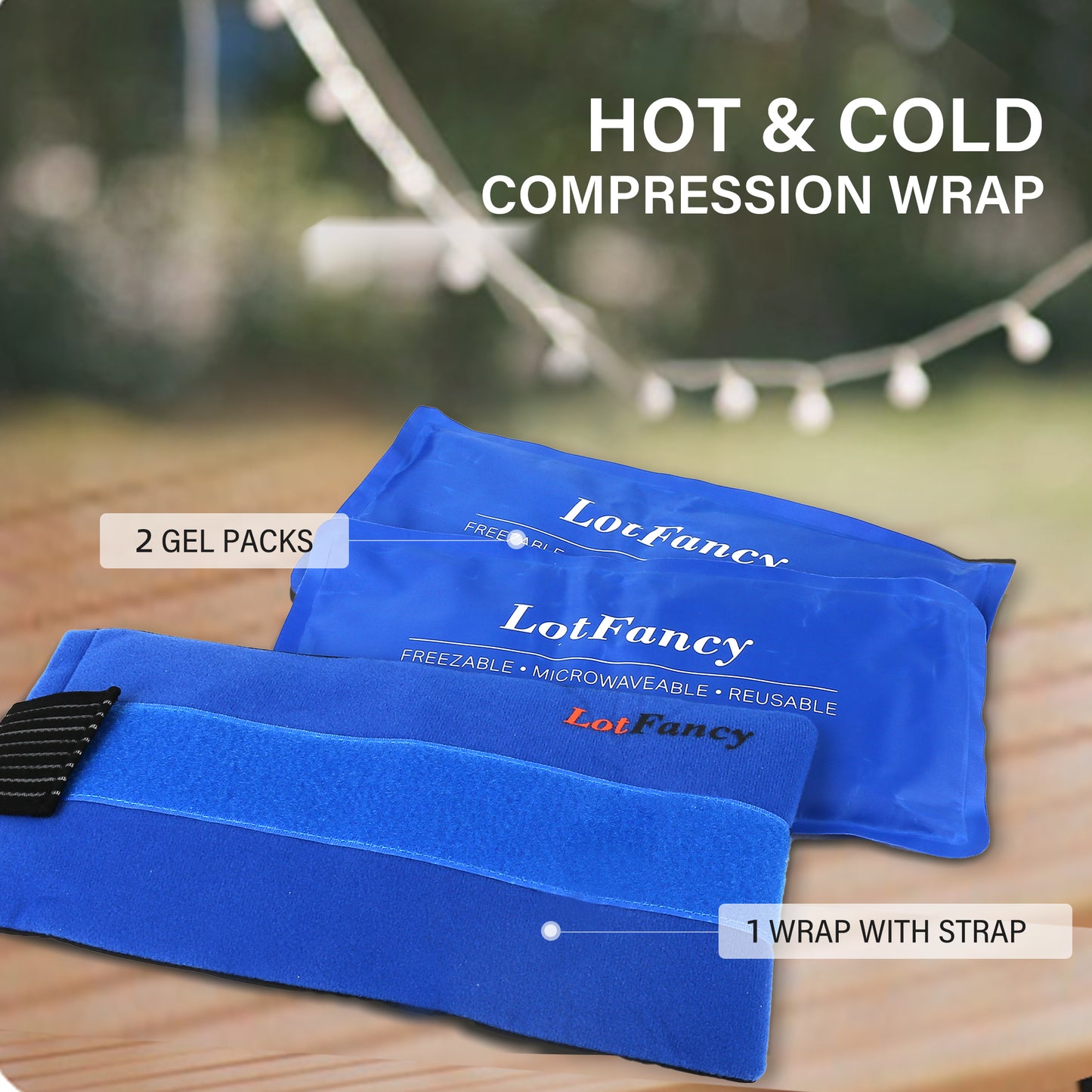 LotFancy Ice Packs for Injuries, 2 Reusable Hot Cold Packs( 11x5 in) w/Adjustable Wrap for First Aid