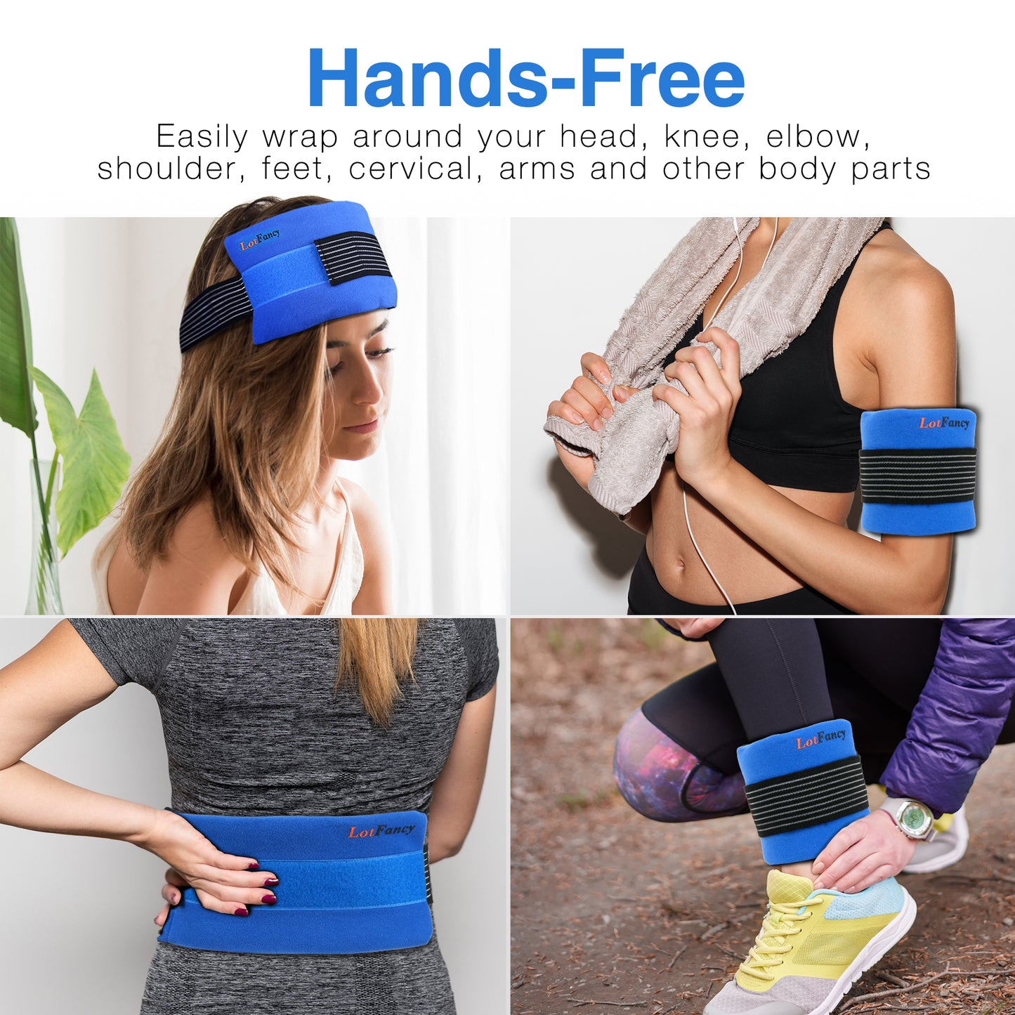 LotFancy Ice Packs for Injuries, 2 Reusable Hot Cold Packs( 11x5 in) w/Adjustable Wrap for First Aid