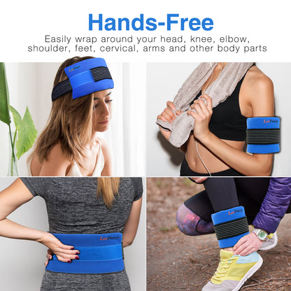 LotFancy Ice Packs for Injuries, 2 Reusable Hot Cold Packs( 11x5 in) w/Adjustable Wrap for First Aid