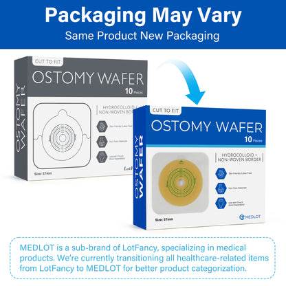 LotFancy Skin Barrier with Non-Woven Border for Two-Piece Drainable Pouch, 10 Pcs Ostomy Wafers