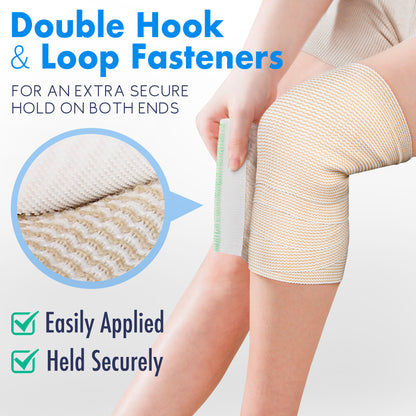 LotFancy Cotton Elastic Bandage, 2Pcs Compression Bandage Wrap with Hook-and-Loop Closure on Both Ends, Support & First Aid for Sports, Medical, and Injury Recovery