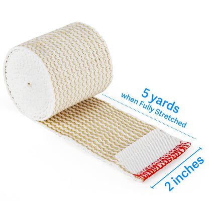 LotFancy 4 Pcs Cotton Elastic Bandage Wrap, 2 inches x 15 feet , Cotton Compression Bandages