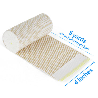 LotFancy 4 Pack Cotton Elastic Bandage Wrap 4 inches x 15 feet , Cotton Compression Bandages