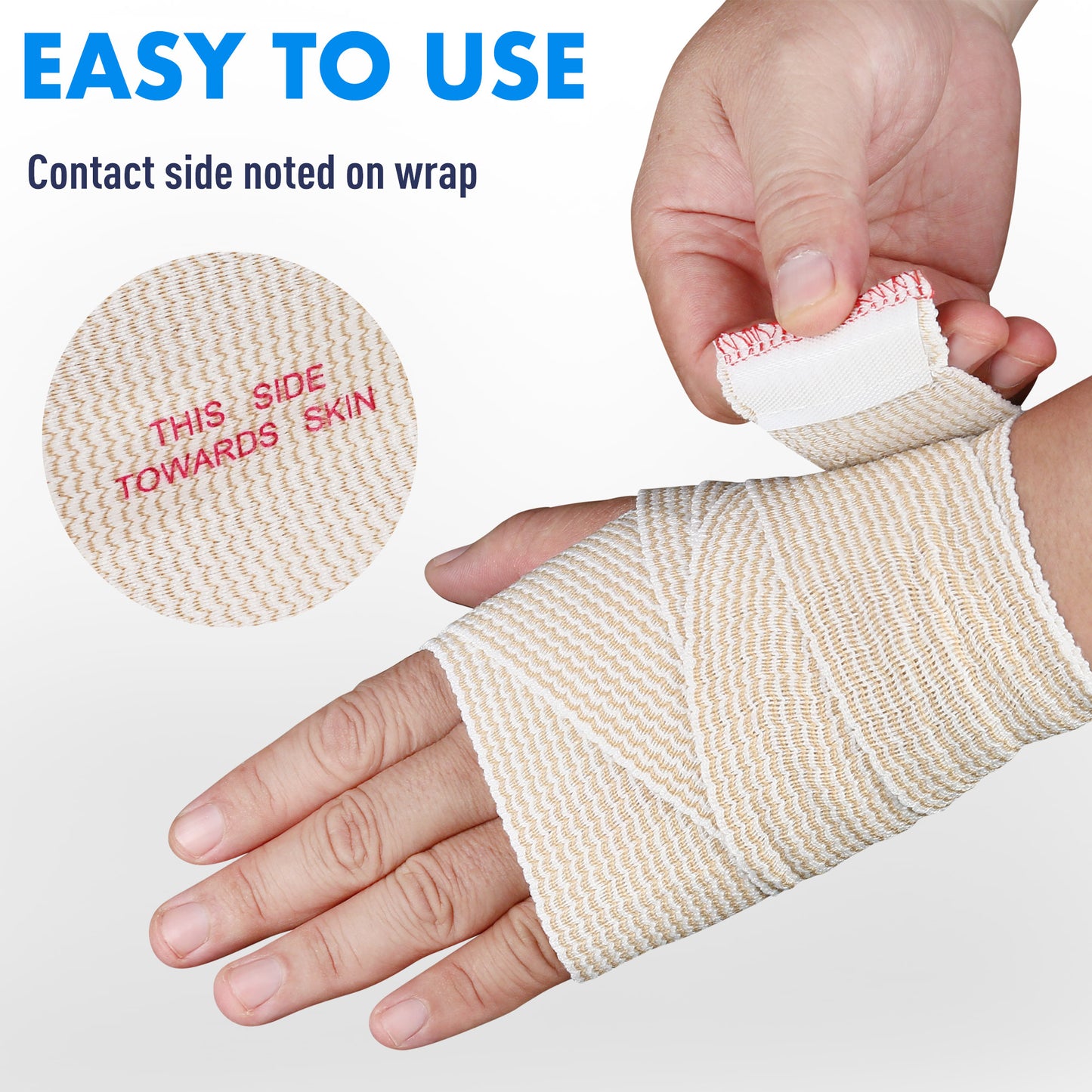 LotFancy 4 Pack Cotton Elastic Bandage Wrap 4 inches x 15 feet , Cotton Compression Bandages