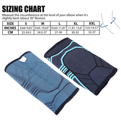 Elbow Sleeve - 1 Pair Elbow Brace Support Compression Wrap for Women Men, Ideal for Gym Tendonitis Tennis Golf Basketball Crossfit, Latex-Free, L Size