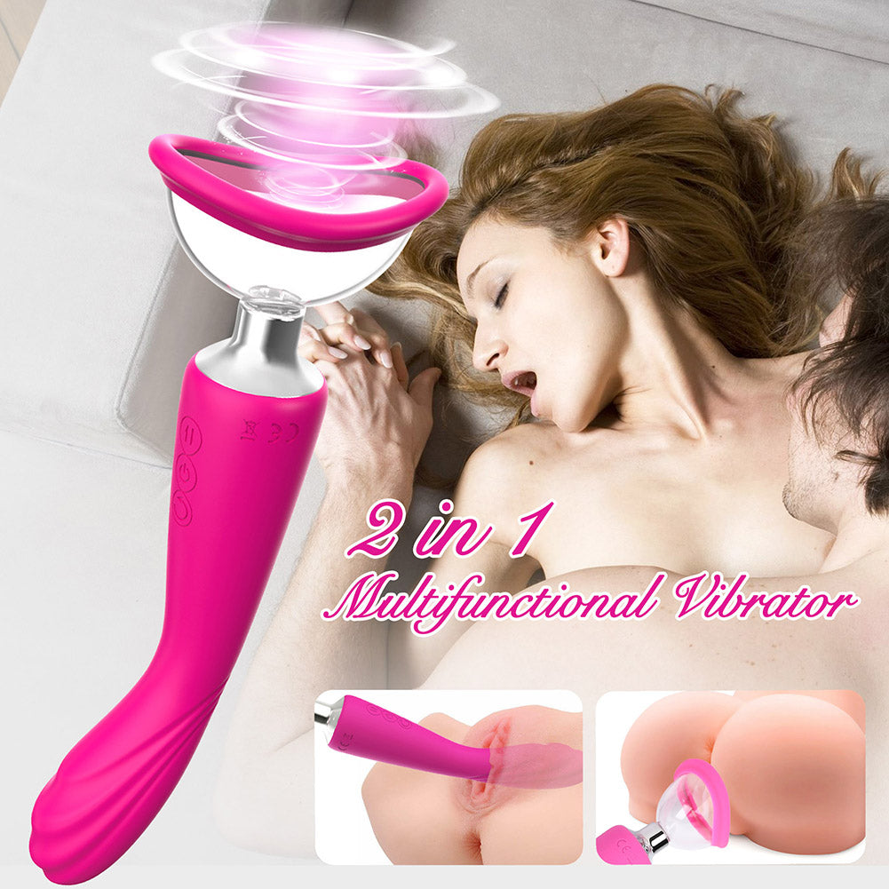 LotFancy 2 in 1with Sucking Licking Vibrator, G-Spot Dildo Nipples Vagina Stimulator