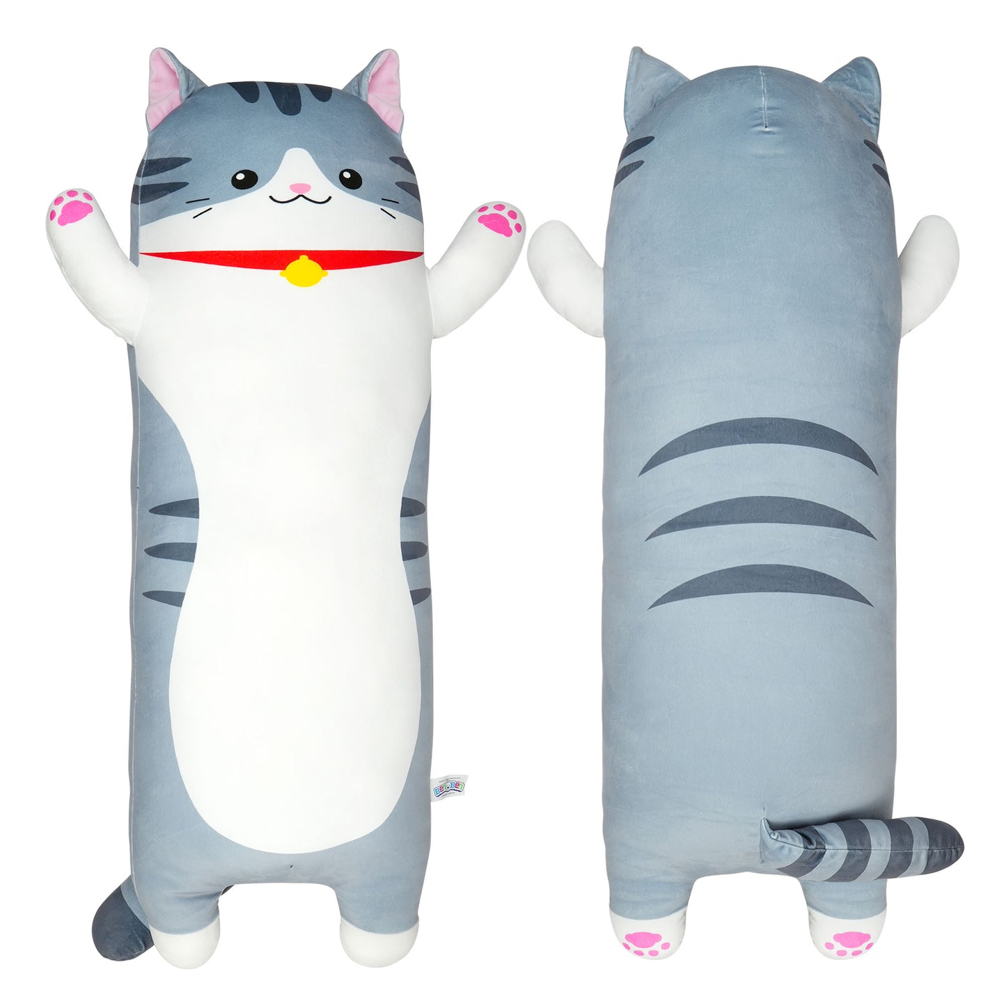 BenBen Grey Cat Soft Pillow, Stuffed Plush Long Throw Sleeping Pillow Toy