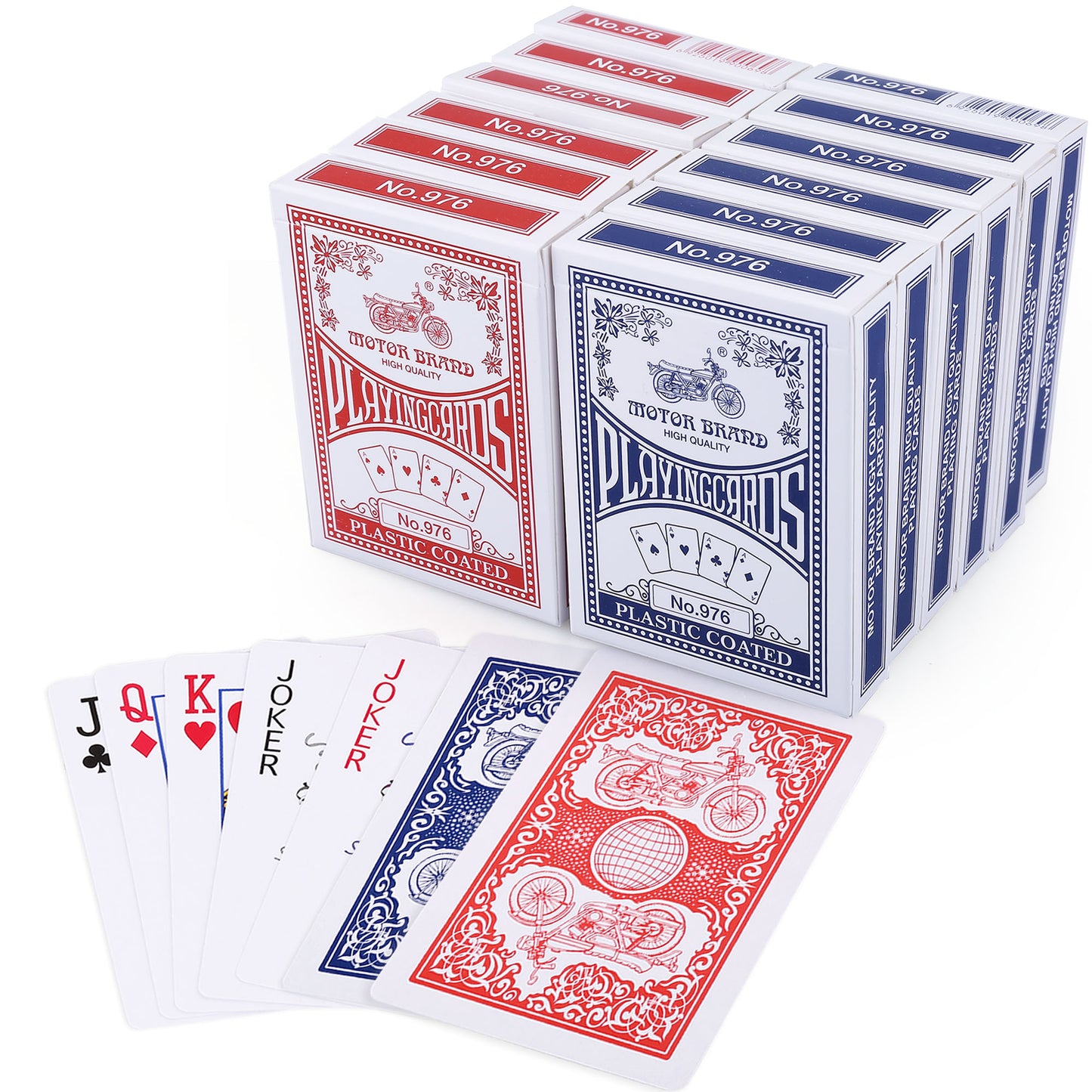 LotFancy Playing Cards, 12 Pack, Decks of Cards Bulk, Poker Size, Standard Index, 6 Blue and 6 Red