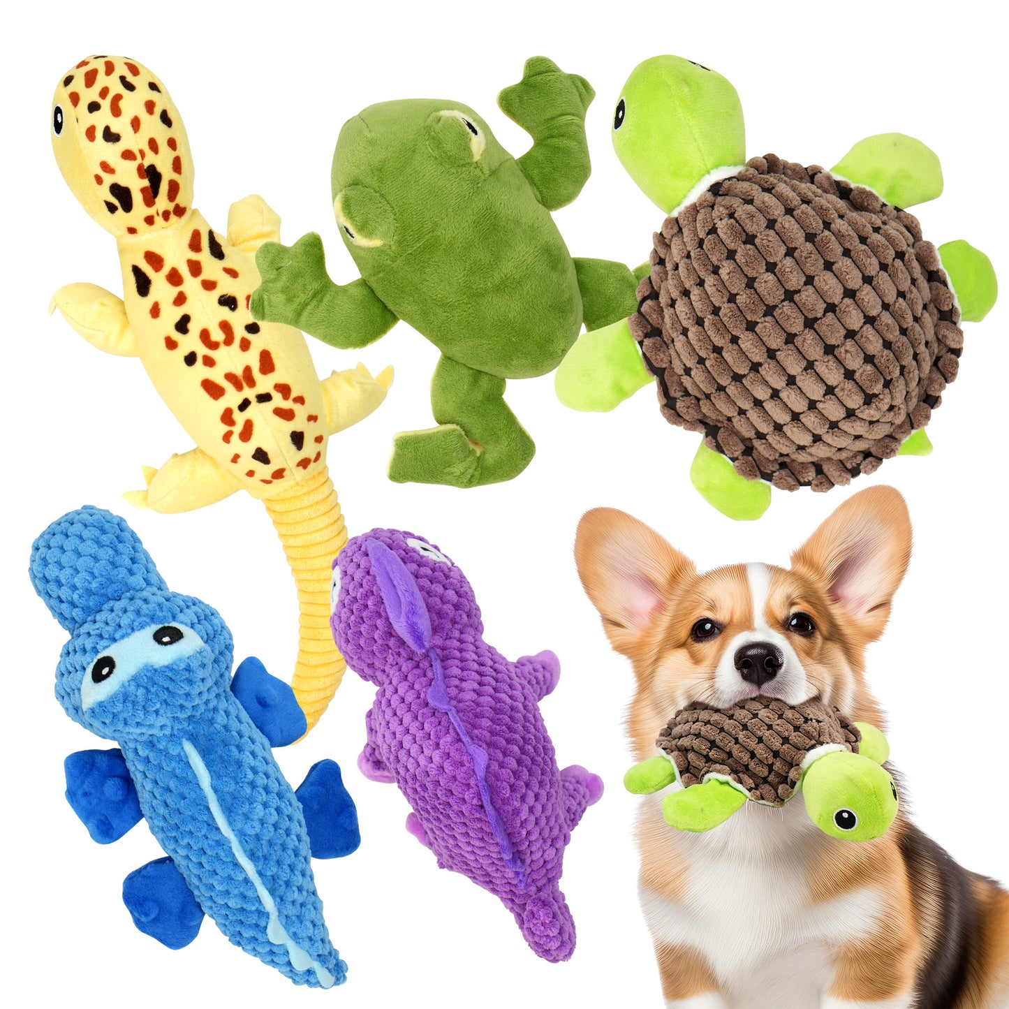 Prime Pets Dog Squeaky Toy, 5pcs Assortment Pet Toys, Plush Dog Chew Toys for Small Medium Large Dog