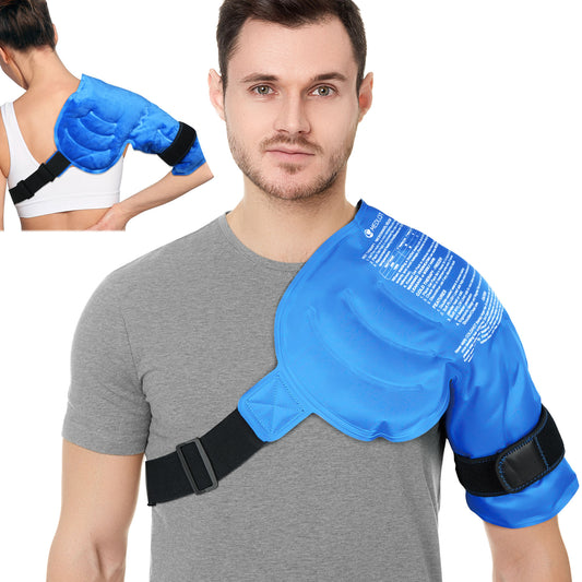 MEDLOT Shoulder Ice Pack, Rotator Cuff Cold Therapy, Reusable Gel Hot Cold Compression Wrap Brace for Sport Injuries, Inflammation, Tendonitis, Pain Relief, Recovery After Surgery