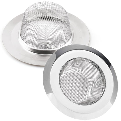 LotFancy 2 Kitchen Sink Strainer, 4.5 in Stainless Steel Mesh Drain Strainer, Silver