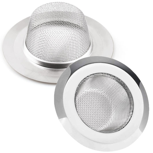 LotFancy 2 Kitchen Sink Strainer, 4.5 in Stainless Steel Mesh Drain Strainer, Silver
