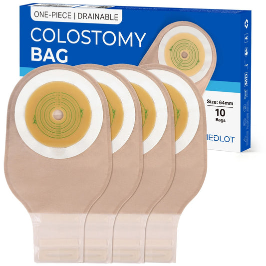 LotFancy Colostomy Bags, 10Pcs One Piece Drainable Pouches for Ostomy Colostomy Ileostomy Stoma Care