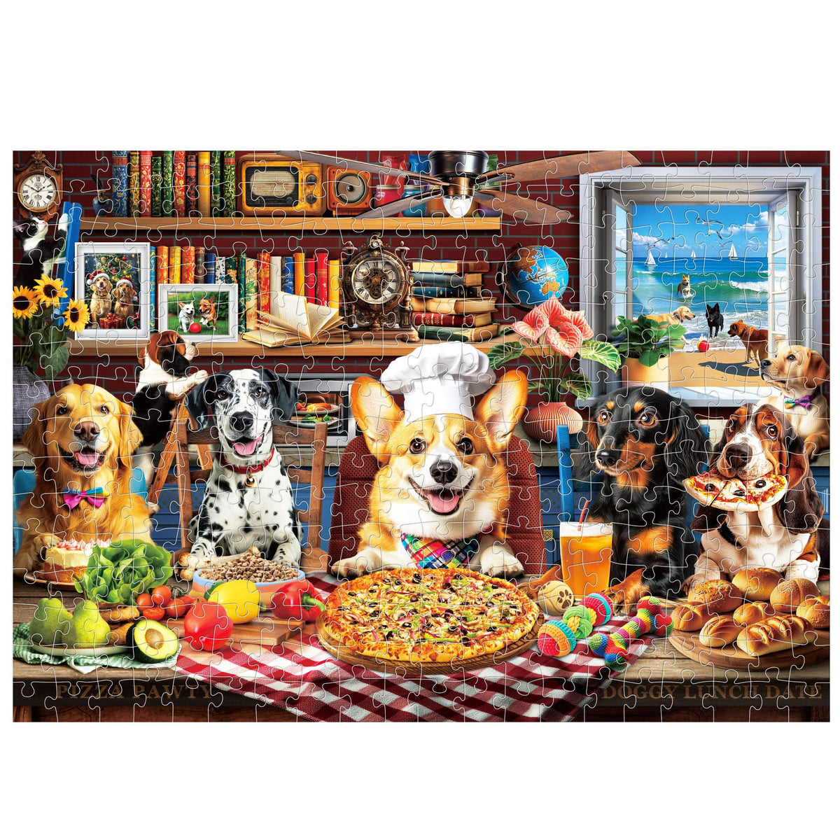 BenBen 300 Pieces Puzzles for Adults, Dogs' Dinner Party, Jigsaw Puzzles with Patterns on Back