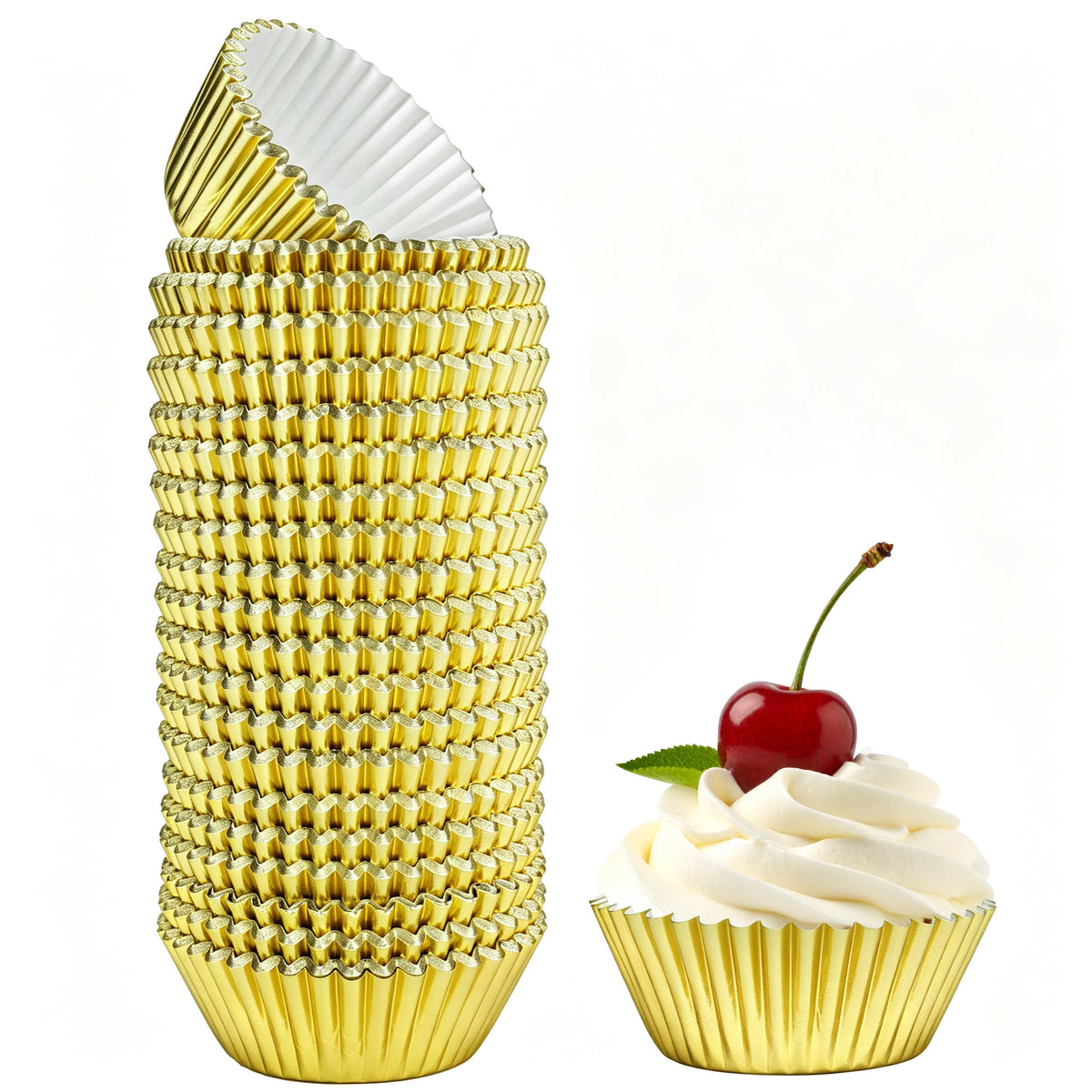 LotFancy 500Pcs Gold Foil Cupcake Liners, Standard Muffin Baking Cups, Greaseproof Cupcake Wrappers
