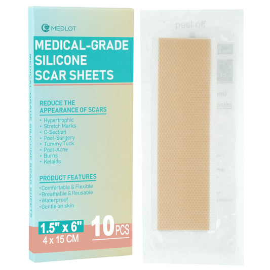 MEDLOT Silicone Scar Sheets, Silicone Tape for Scar Treatment, Reusable Scar Strips for Surgical, C-Section, Keloid Bump, Stretch Marks, Burn, Acne Scar Removal PMT