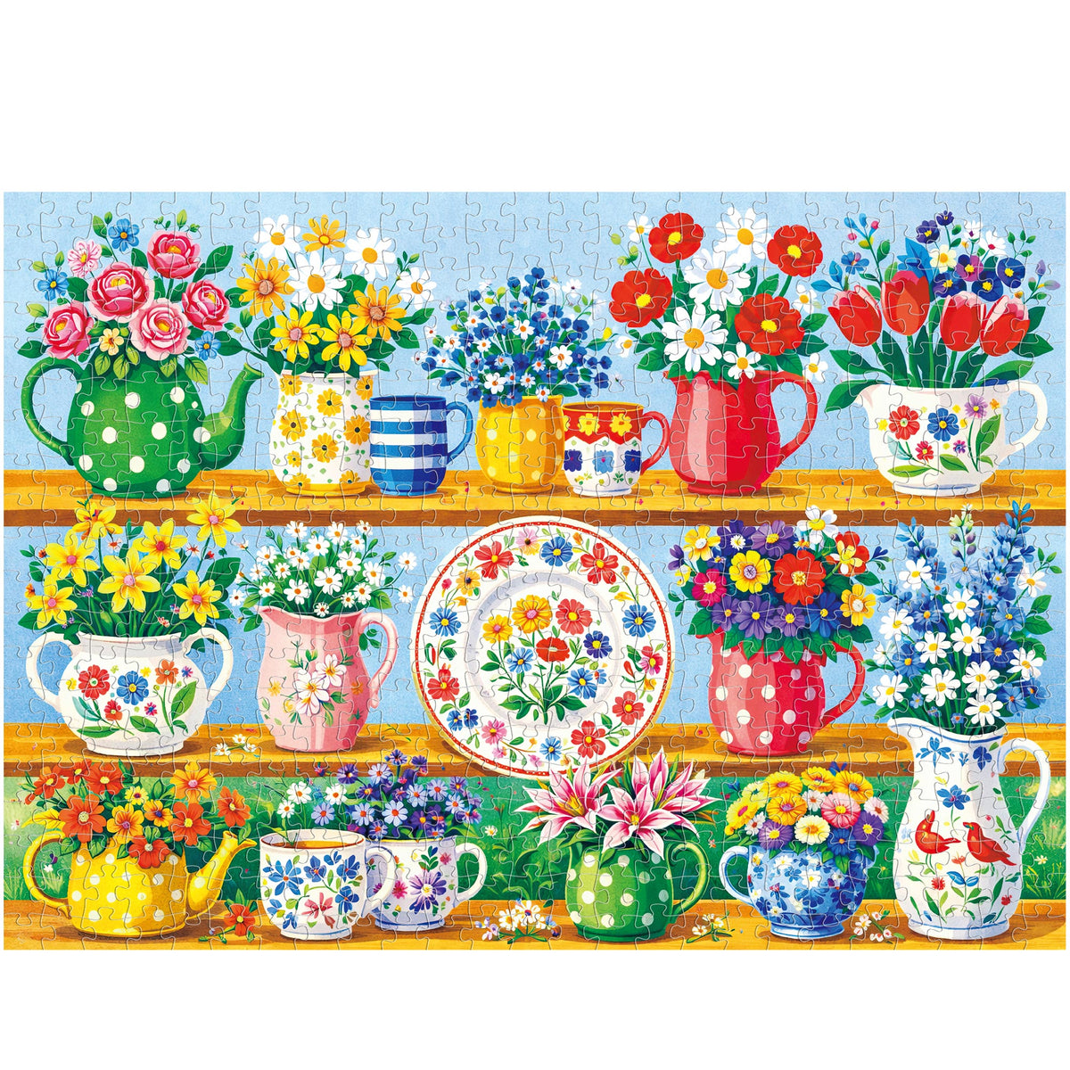 BenBen Puzzles for Adults 500 Pieces, Vibrant Floral Vases, Jigsaw Puzzle with Patterns on Back