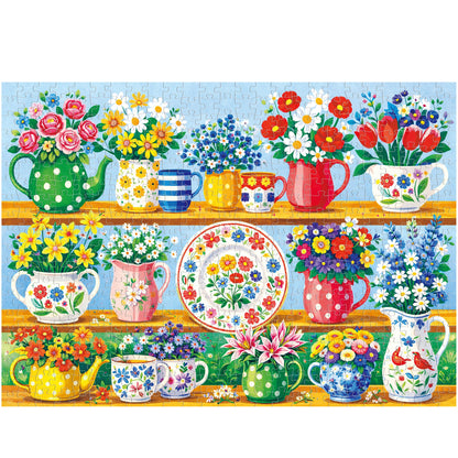 BenBen Puzzles for Adults 500 Pieces, Vibrant Floral Vases, Jigsaw Puzzle with Patterns on Back