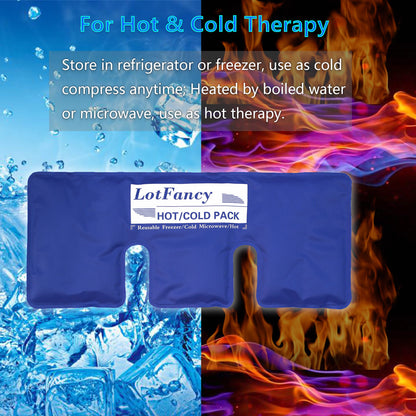 LotFancy Neck Ice Pack - Hot Cold Therapy Wrap for Shoulder, Cervical, Back - Cool Gel Pack for Arthritis, Tendonitis, Sports Injuries, Migraines, Headache Pain, Microwavable Heating Pad, Reusable