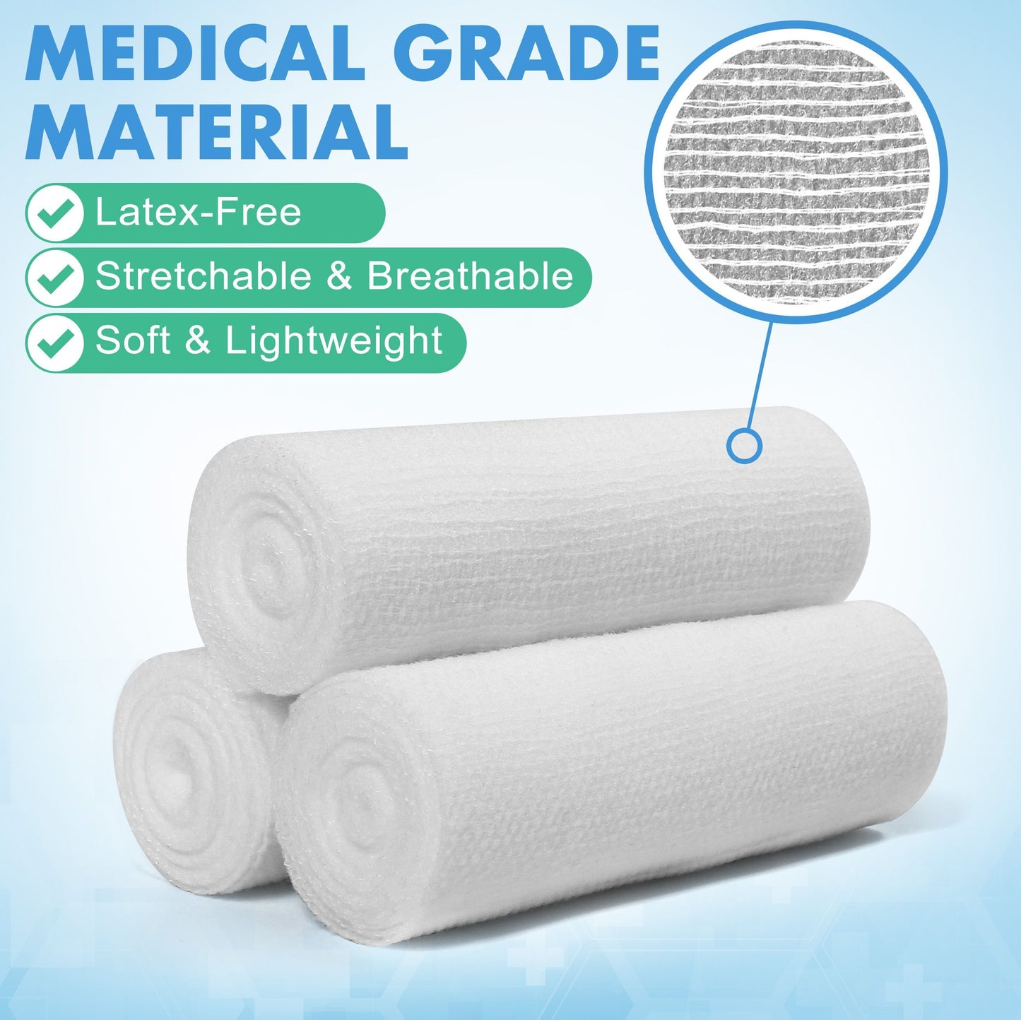 LotFancy Gauze Bandage Roll Gauze Wrap, 4" x 4 Yards Stretched, Conforming Gauze Rolls, Medical Wound Care Supplies for First Aid