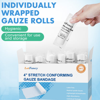 LotFancy Gauze Bandage Roll, 36 Pack, 4 in x 4 Yards Sterile Gauze Wrap
