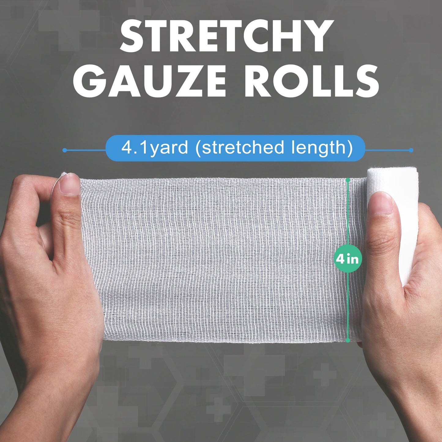 LotFancy Gauze Bandage Roll Gauze Wrap, 4" x 4 Yards Stretched, Conforming Gauze Rolls, Medical Wound Care Supplies for First Aid