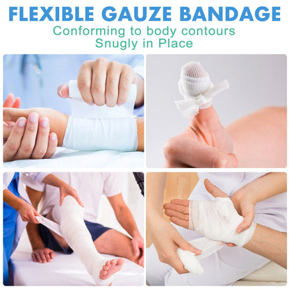 LotFancy Gauze Bandage Roll Gauze Wrap, 4" x 4 Yards Stretched, Conforming Gauze Rolls, Medical Wound Care Supplies for First Aid