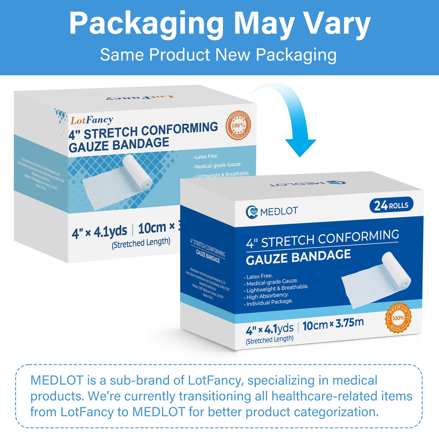 LotFancy Gauze Bandage Roll, 20 Pack Gauze Wrap with Medical Tape, 4 in x4 Yards
