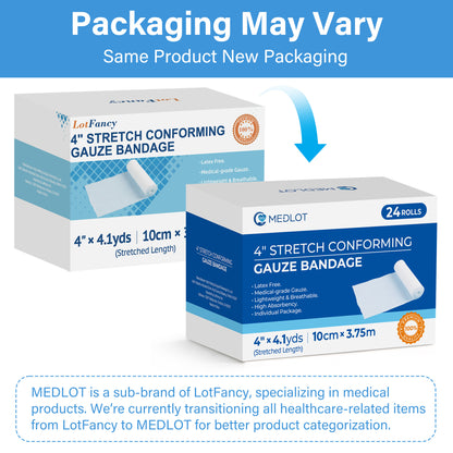 LotFancy Gauze Bandage Roll, 20 Pack Gauze Wrap with Medical Tape, 4 in x4 Yards