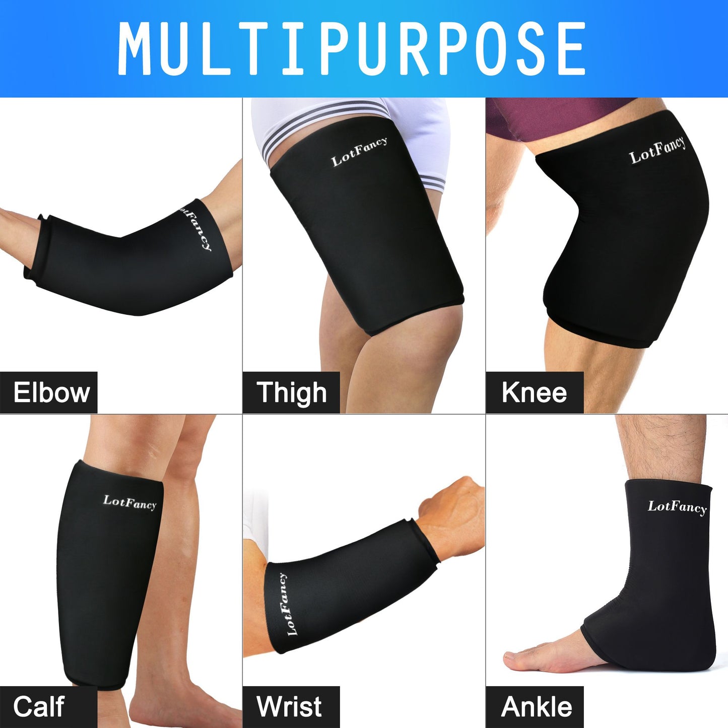 LotFancy Elbow Knee Ice Pack Wrap, Ice Compression Sleeve for Tendonitis and Golfers Tennis Elbow, Hot Cold Therapy Relieves Arm, Ankle, Calf, Thigh, Muscles, Joints Pain