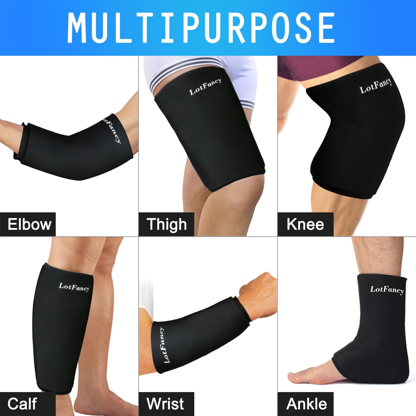 LotFancy Athletic Compression Sleeve, XL, Hot & Cold Therapy, Black
