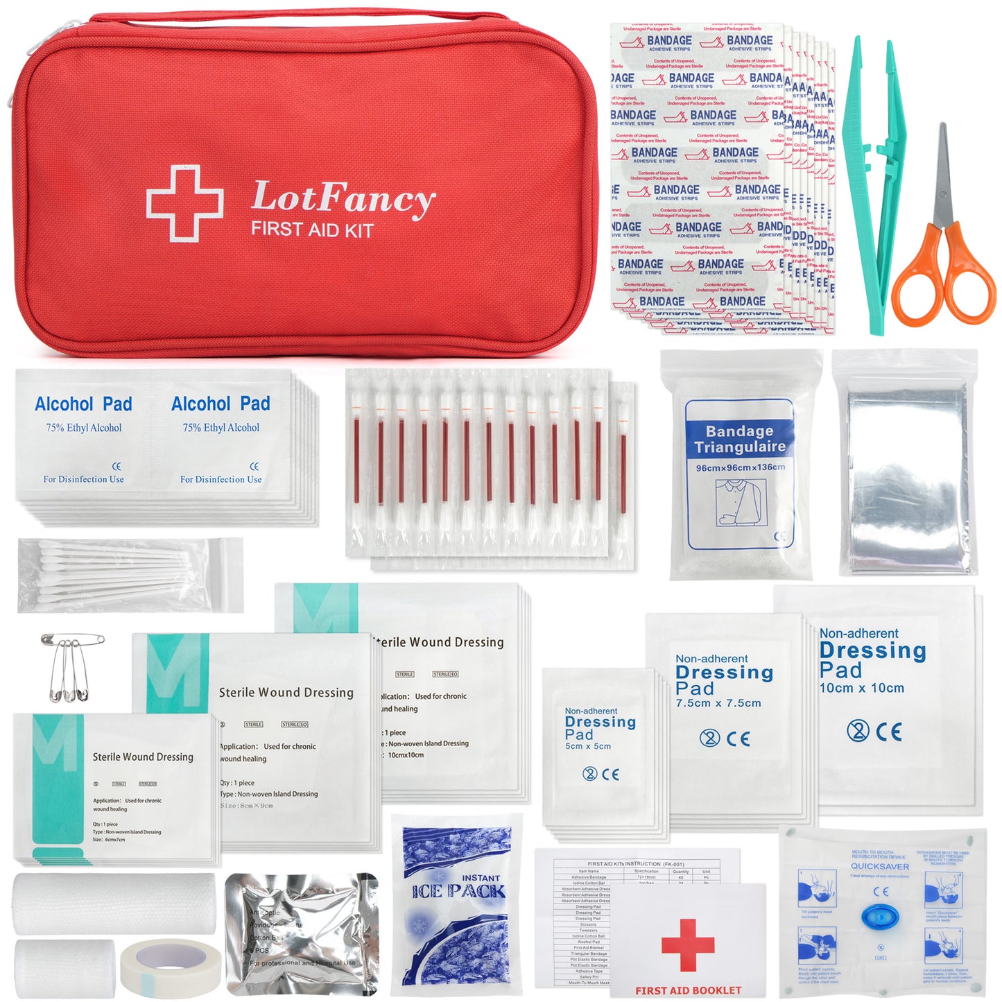 LotFancy First Aid Kit, Emergency Kit for Home, Car, Travel, Office, Medical Survival Kit, 134 Piece