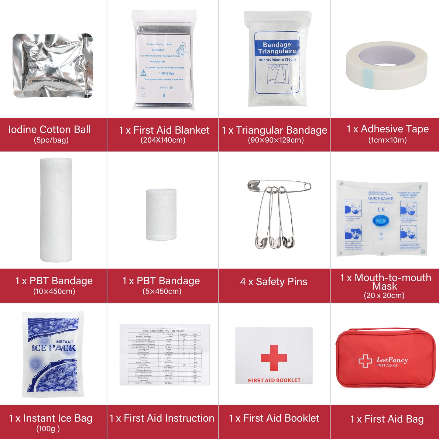 LotFancy First Aid Kit, Emergency Kit for Home, Car, Travel, Office, Medical Survival Kit, 134 Piece